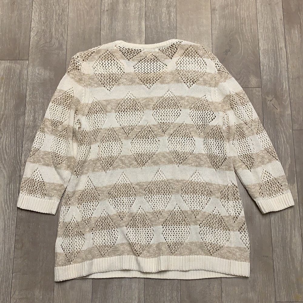 Womens Norm Thompson Linen Blend Crochet 3/4 Sleeves Sweater‎ - Picture 2 of 4